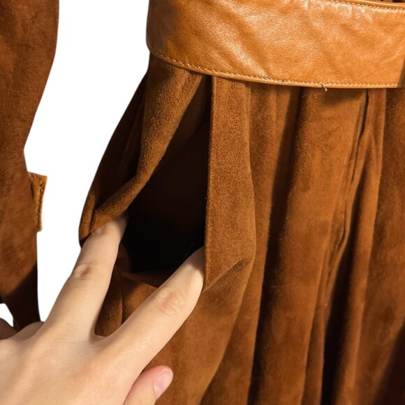 Liz Roberts Vintage 1970s Leather Coverall Jumpsuit Size M Brown Western Utility - Picture 5 of 16